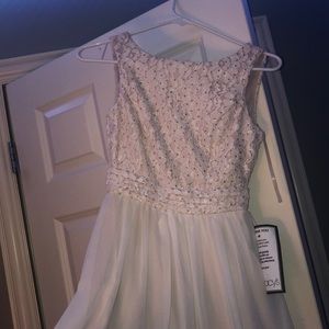 A pale pink formal dress